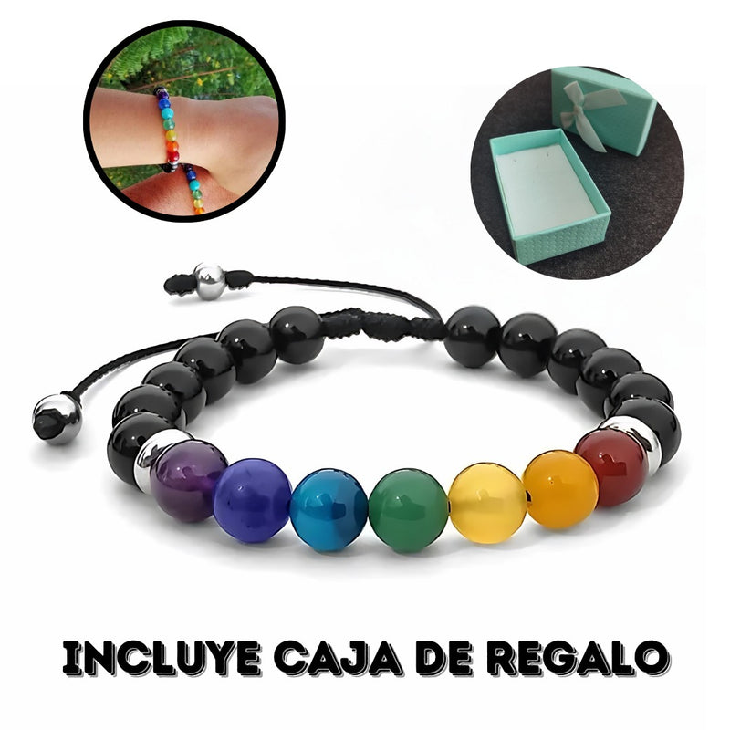 1 Pulsera 7 Chakras Onix + CAJAREGALO DP